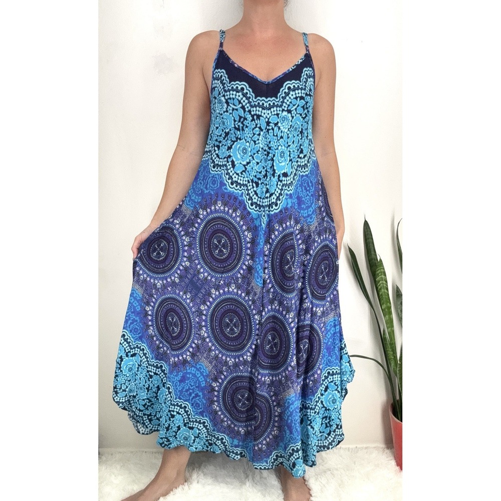 Coastal Resort Boho Maxi Dress M Lightweight Breathable Vacation Cruise Beach